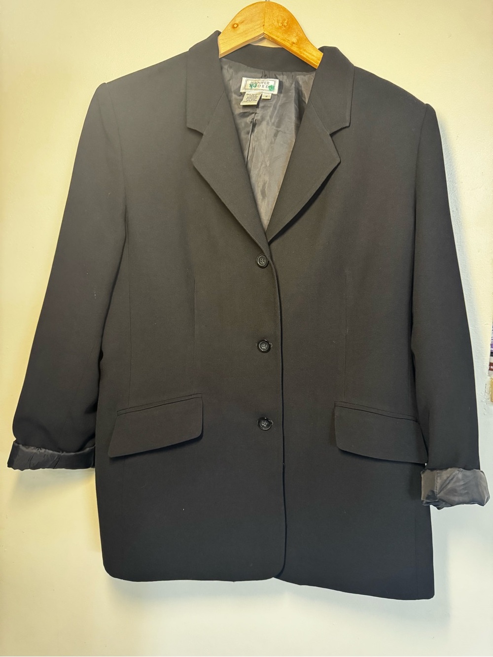 Jennifer Moore Womens Black Blazer 16 Polyester Single-Breasted 3-Button Notch